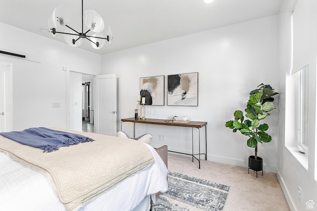 1228 E 1030 N, American Fork, UT 84003 - bedroom with carpet flooring, a chandelier, and a barn door