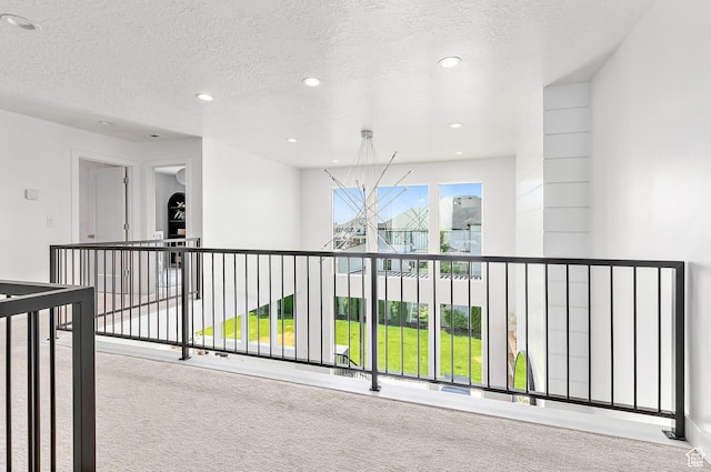 1228 E 1030 N, American Fork, UT 84003 - corridor with carpet, recessed lighting, a chandelier, and a textured ceiling