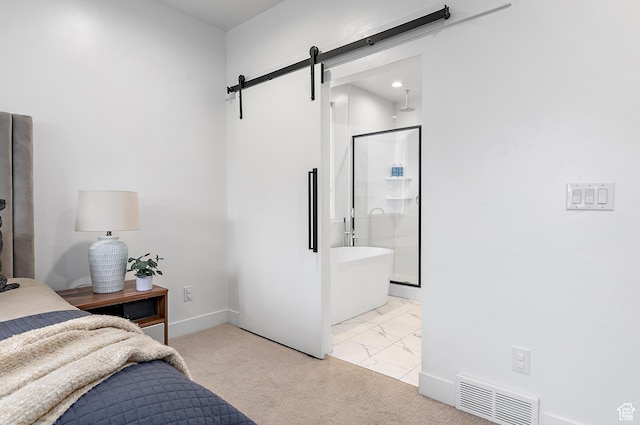 1228 E 1030 N, American Fork, UT 84003 - bedroom with marble finish floor, a barn door, visible vents, and baseboards