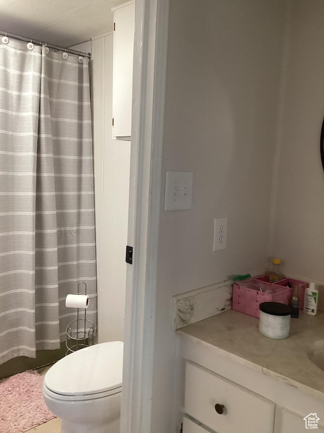 255 N 1st St E, Manila, UT 84046 - full bath with toilet, vanity, and a shower with shower curtain