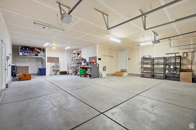 garage with a garage door opener