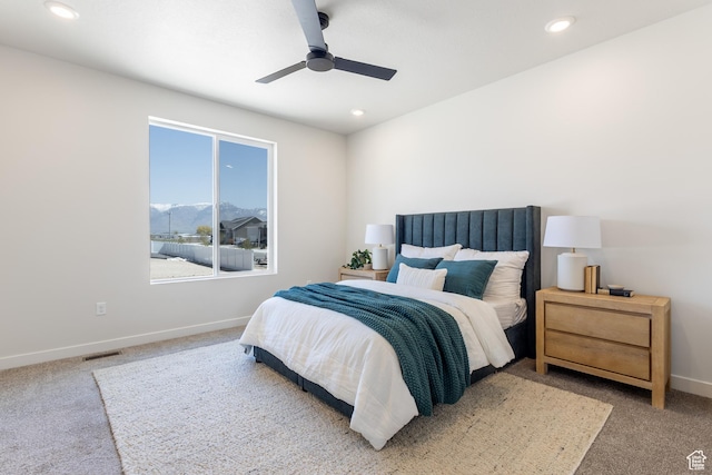 3062 N 2875 W Unit 24, Plain City, UT 84404 - bedroom with carpet floors, baseboards, recessed lighting, and ceiling fan