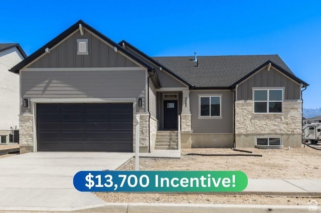 3062 N 2875 W Unit 24, Plain City, UT 84404 - craftsman-style home featuring stone siding, a garage, driveway, and board and batten siding