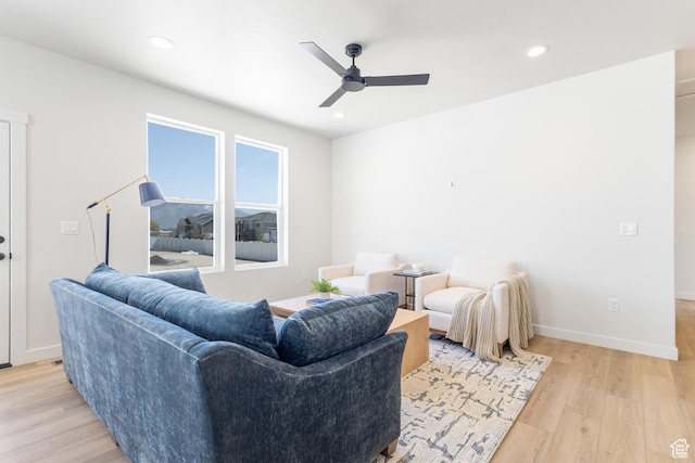 3062 N 2875 W Unit 24, Plain City, UT 84404 - living area with ceiling fan, light wood-type flooring, baseboards, and recessed lighting