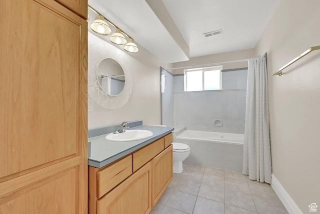 338 N 1090 W, Hyrum, UT 84319 - full bath with vanity, shower / tub combo, tile patterned flooring, and toilet