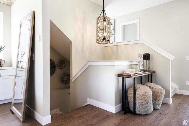 386 W Ascent Dr Unit 257, Hideout, UT 84036 - interior space featuring an inviting chandelier, baseboards, and wood finished floors