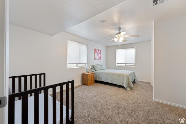 155 W 960 S, Hurricane, UT 84737 - bedroom featuring visible vents, baseboards, ceiling fan, and light colored carpet