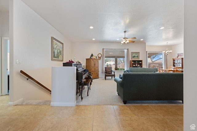 155 W 960 S, Hurricane, UT 84737 - tiled living area featuring recessed lighting, ceiling fan with notable chandelier, and baseboards