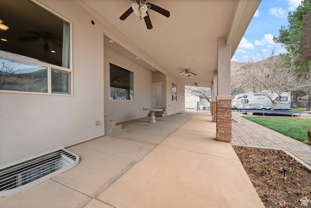 155 W 960 S, Hurricane, UT 84737 - view of patio / terrace with a trampoline, ceiling fan, and visible vents