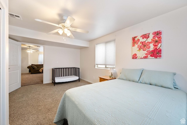 155 W 960 S, Hurricane, UT 84737 - bedroom featuring baseboards, visible vents, ceiling fan, and carpet