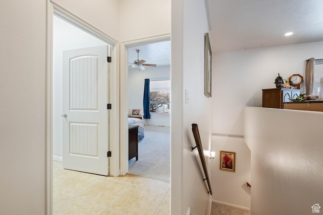 155 W 960 S, Hurricane, UT 84737 - hall with recessed lighting, an upstairs landing, light colored carpet, and light tile patterned floors