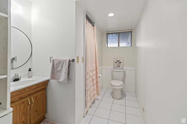 79 S 250 E, Aurora, UT 84620 - bathroom with toilet, tile patterned flooring, recessed lighting, and vanity