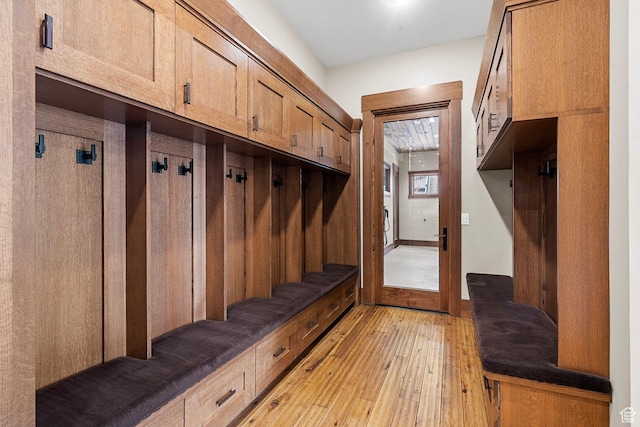 mudroom featuring light wood-style floors