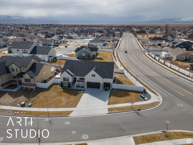 aerial view with a residential view