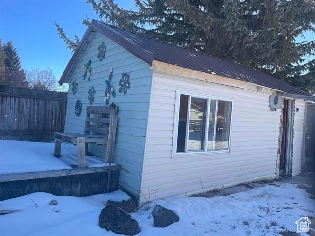 161 E 4th S, Soda Springs, ID 83276 - snow covered property featuring an outbuilding and fence
