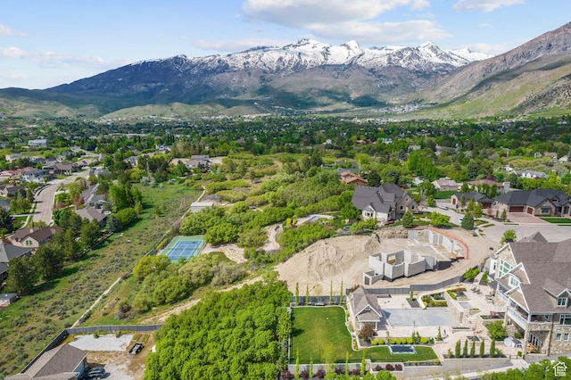 bird's eye view with a residential view and a mountain view