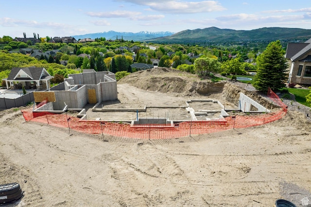 exterior space featuring a mountain view