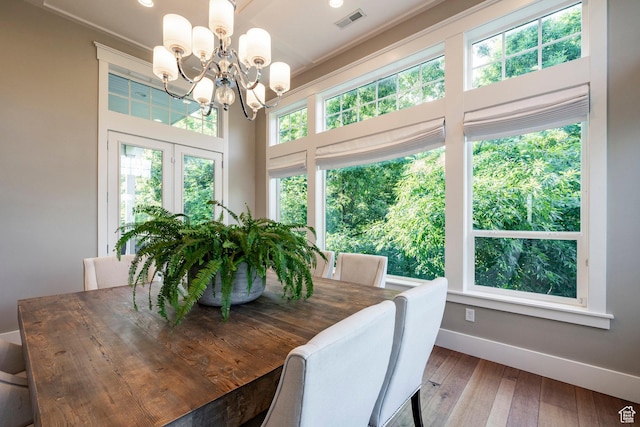 884 E Fence Post Rd S, Fruit Heights, UT 84037 - dining area featuring baseboards, a chandelier, hardwood / wood-style floors, and crown molding