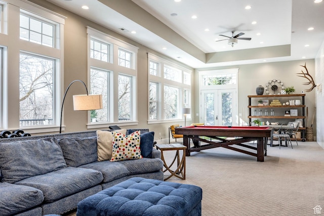 884 E Fence Post Rd S, Fruit Heights, UT 84037 - recreation room with a wealth of natural light, pool table, light carpet, and recessed lighting