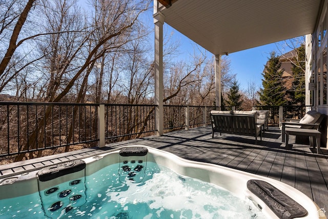 884 E Fence Post Rd S, Fruit Heights, UT 84037 - view of swimming pool featuring outdoor lounge area, an outdoor hot tub, and a deck