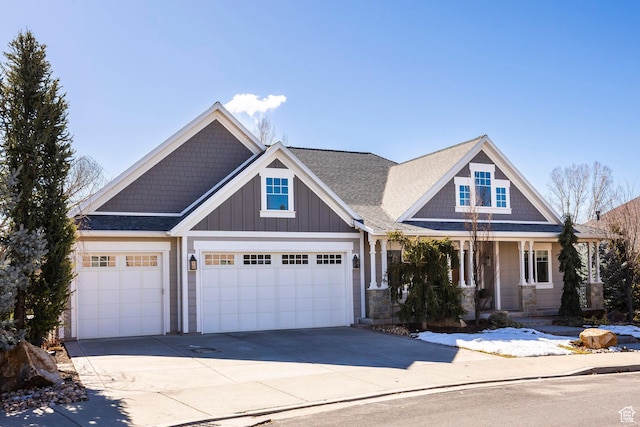 884 E Fence Post Rd S, Fruit Heights, UT 84037 - craftsman-style house featuring board and batten siding, covered porch, a shingled roof, and concrete driveway