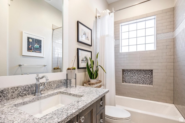 884 E Fence Post Rd S, Fruit Heights, UT 84037 - bathroom featuring shower / bathtub combination with curtain, toilet, and vanity