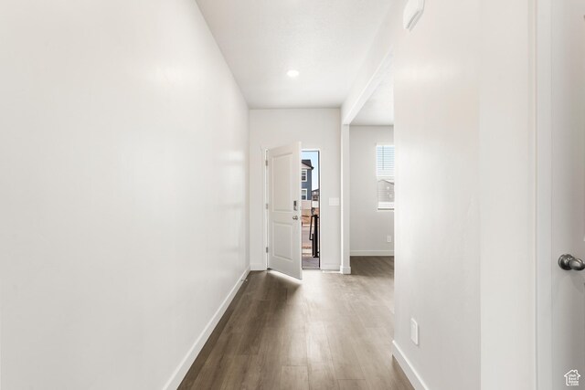 3537 S 3150 W Unit 106, West Haven, UT 84401 - hallway featuring dark wood finished floors and baseboards