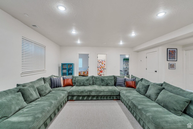 903 E 200 S, Pleasant Grove, UT 84062 - living room with recessed lighting, visible vents, and a textured ceiling