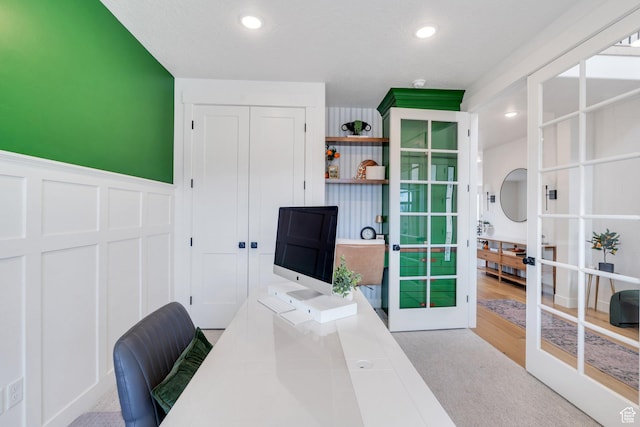 903 E 200 S, Pleasant Grove, UT 84062 - home office featuring a wainscoted wall, recessed lighting, a decorative wall, and french doors
