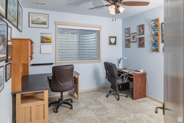 3879 S Mcgregor Ln, Saratoga Springs, UT 84045 - office featuring visible vents, ceiling fan, and baseboards
