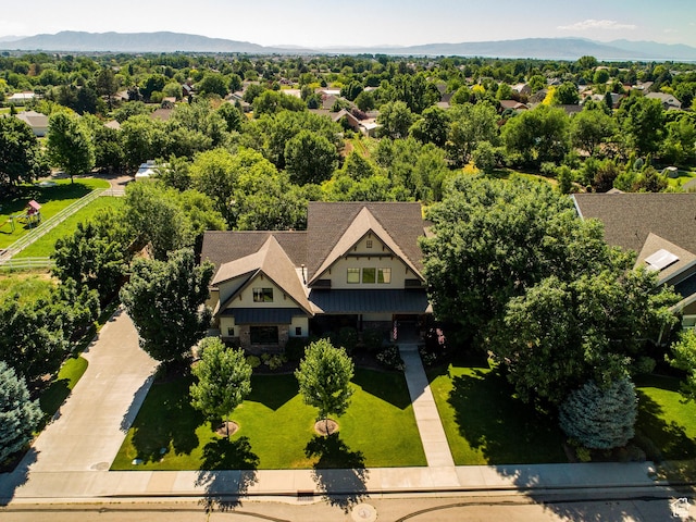 bird's eye view featuring a mountain view