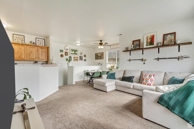 12793 S Timber Run Dr W, Riverton, UT 84096 - carpeted living area featuring ceiling fan