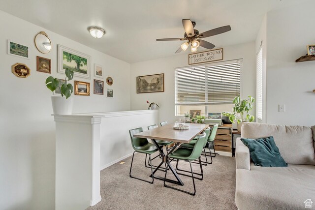 12793 S Timber Run Dr W, Riverton, UT 84096 - dining room with carpet floors, ceiling fan, and baseboards