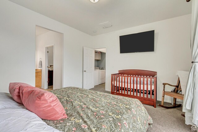 12793 S Timber Run Dr W, Riverton, UT 84096 - carpeted bedroom with washing machine and dryer