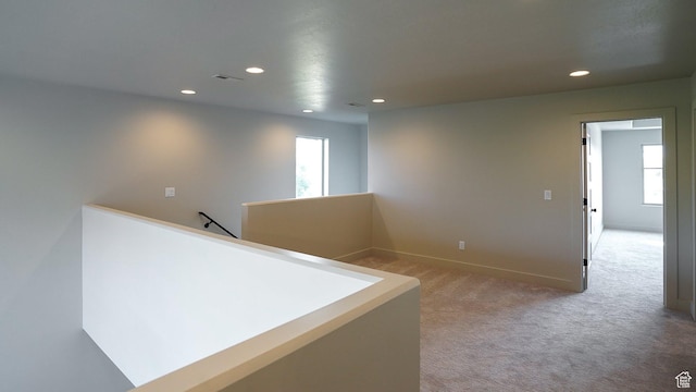 954 W 1880 S, Syracuse, UT 84075 - interior space featuring carpet, recessed lighting, visible vents, an upstairs landing, and baseboards