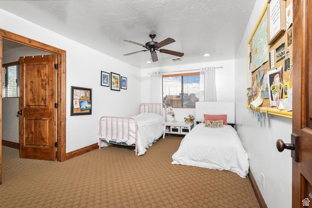892 S Cambridge Dr, St George, UT 84770 - bedroom featuring carpet floors, baseboards, recessed lighting, and ceiling fan