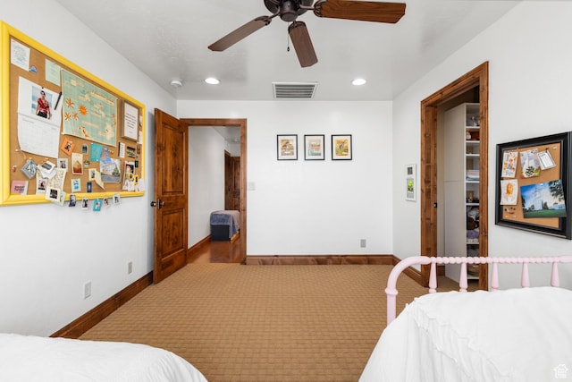 892 S Cambridge Dr, St George, UT 84770 - carpeted bedroom with recessed lighting, baseboards, and ceiling fan
