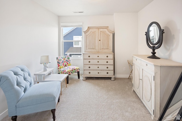 417 N Hill Farms Ln, Kaysville, UT 84037 - sitting room featuring light carpet, baseboards, and visible vents