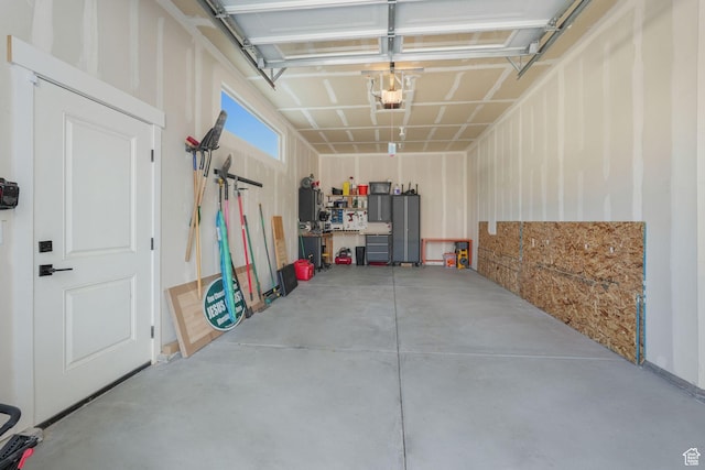 garage with a garage door opener