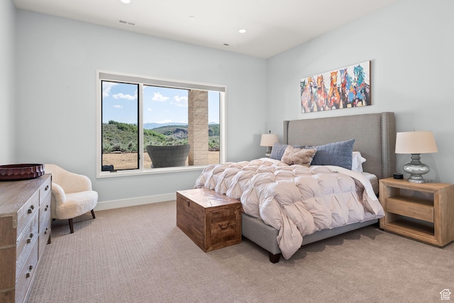 2344 Nighthawk Cir, Park City, UT 84098 - bedroom with light carpet, recessed lighting, visible vents, and baseboards