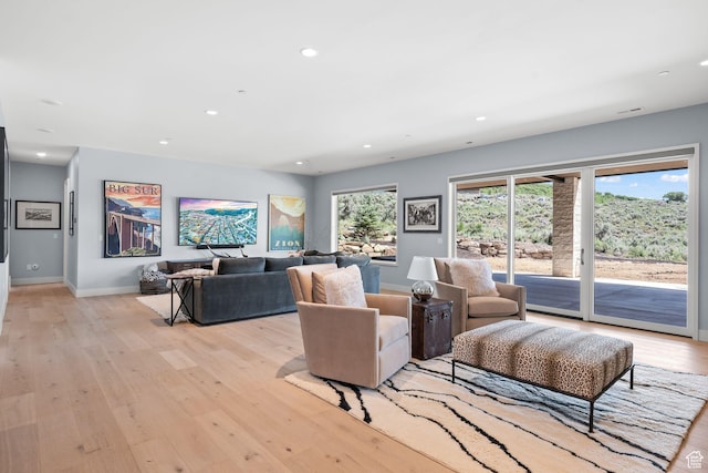 2344 Nighthawk Cir, Park City, UT 84098 - living area with baseboards, light wood-style flooring, and recessed lighting
