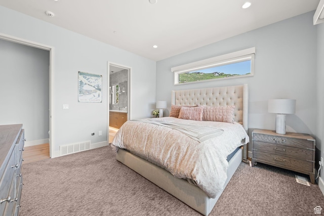 2344 Nighthawk Cir, Park City, UT 84098 - bedroom featuring ensuite bath, baseboards, visible vents, and recessed lighting