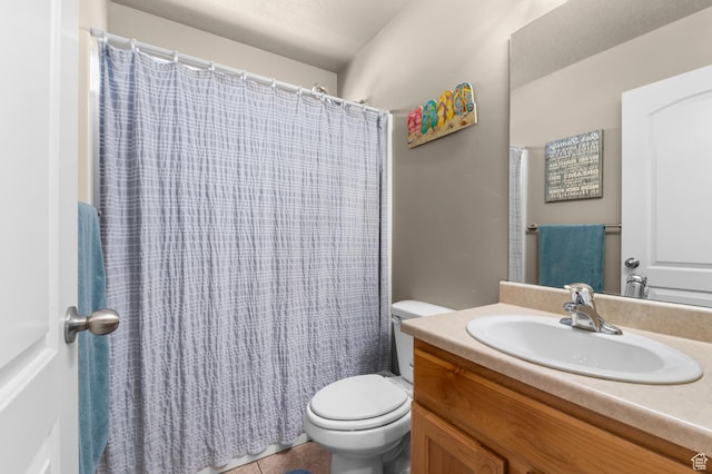 2616 N Elm Dr, Lehi, UT 84043 - full bathroom featuring a shower with curtain, vanity, toilet, and tile patterned floors