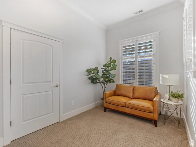 4823 S Brooks Way, Holladay, UT 84117 - living area with light colored carpet, crown molding, and baseboards