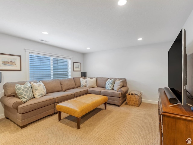 4823 S Brooks Way, Holladay, UT 84117 - living area featuring light carpet, recessed lighting, and baseboards