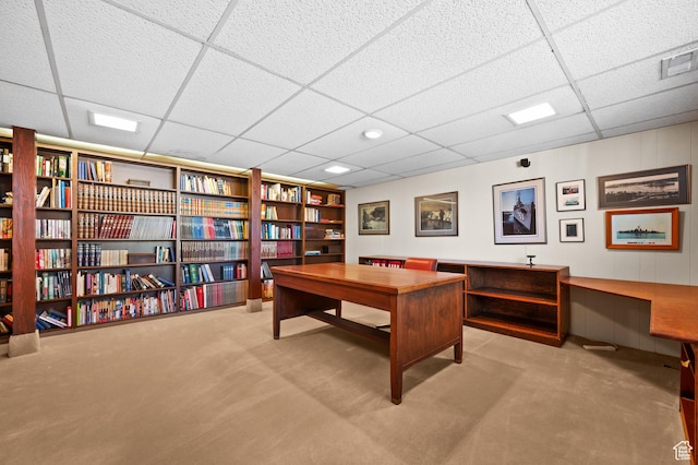 3604 S Crestwood Dr, Salt Lake City, UT 84109 - carpeted home office with visible vents and a drop ceiling