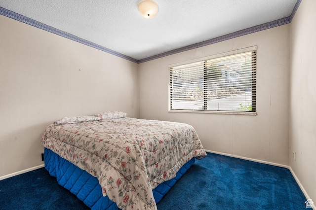 3604 S Crestwood Dr, Salt Lake City, UT 84109 - bedroom featuring a textured ceiling, carpet, baseboards, and crown molding