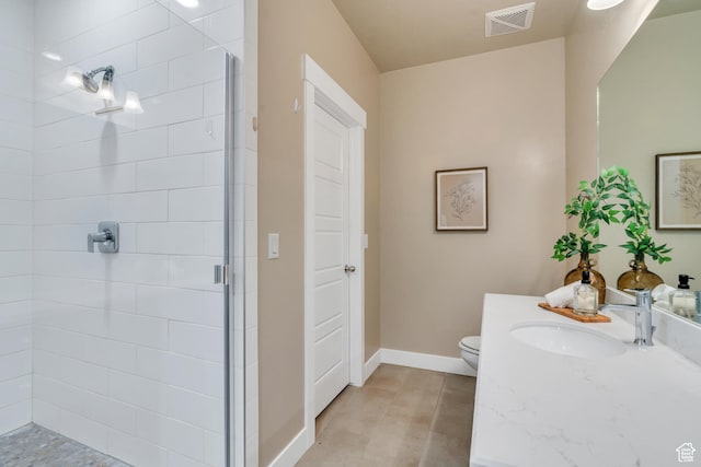 1407 E Abigail Ln, Eagle Mountain, UT 84005 - full bathroom featuring toilet, vanity, visible vents, baseboards, and a shower stall