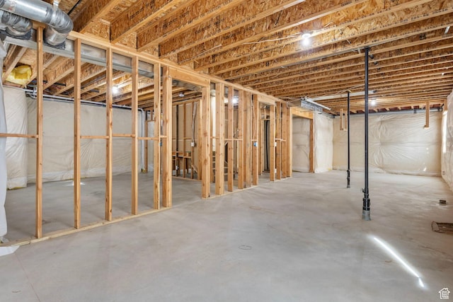 view of unfinished basement