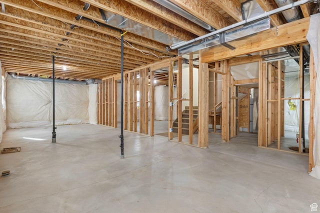 view of unfinished basement